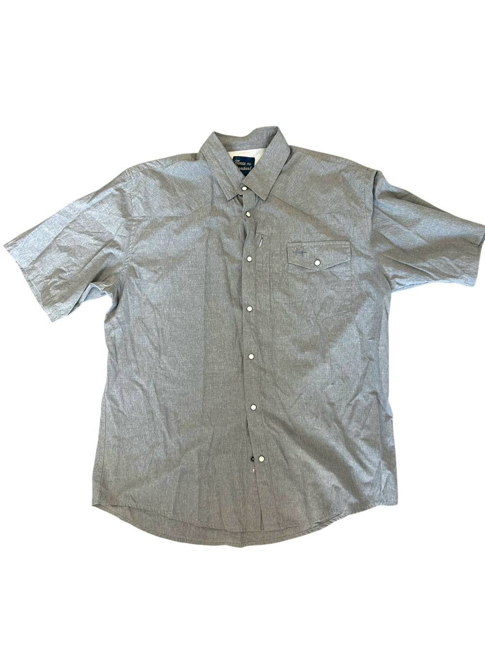 Texas Standard Men’s Pearl Snap Short Sleeve Grey Shirt Performance XL